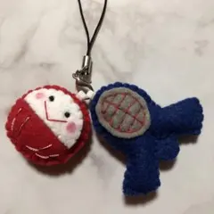 剣道面＆だるまお守り　ハンドメイド　フェルトのサムネイル