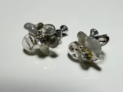 花形 クリスタルビーズ ハンドメイドイヤリング
