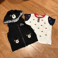 DOUBLE.B フード付きベスト＆ミキハウス Tシャツ セット 80