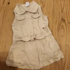 ベビーギャップGAPベージュジャンバースカート襟ノースリーブデニムワンピース
