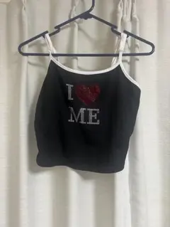 I LOVE ME ラインストーン キャミソール ブラック XS