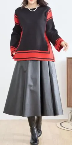 ABITOKYO モダンラインニット レッド