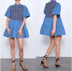 ZARA デニム風ミニワンピース 半袖