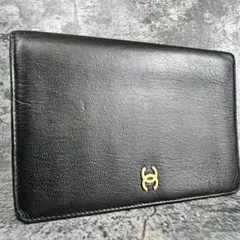 CHANEL ココマーク レザー 二つ折り 長財布 ブラック