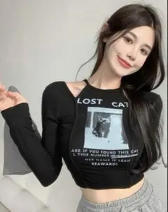 カットアウトディテールクロップシャツ　SHEIN