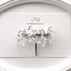 フラワーウェーブポニーフック　シルバー