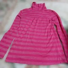 ピンク ストライプ 長袖 トップス
