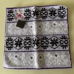 ANNA SUI タオルハンカチ パープル 蝶刺繍のサムネイル
