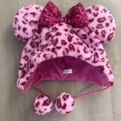 美品！ヒョウ柄ピンクファンキャップ【Disney】ディズニーランド シー