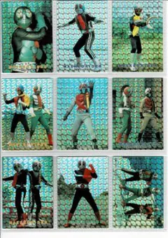 アマダ仮面ライダートレカ1996の97枚、Ｖ３・Ｘ金エンボス19枚など計126枚