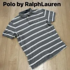 ラルフローレン 半袖ポロシャツ ボーダー　M グレー/ホワイト