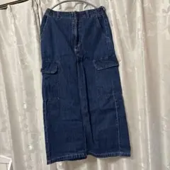 【美品】ジーユーカーゴスカート ダークブルースリット入り　M