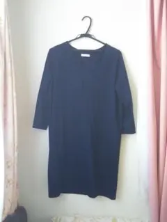 美品　ニットワンピース　ネイビー　Lサイズ　11号相当　チュニック