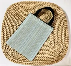 【気まぐれSALE！】2面楽しめるミニトートバッグ　ストライプ柄　ハンドメイド