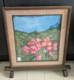 【レトロ】当時物　置き型額縁　ちぎり絵アート　春