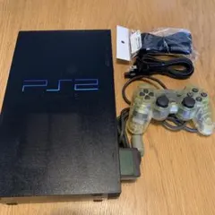 プレステ2 ミッドナイトブラック　透明コントローラー付き