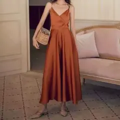 テラコッタ　カラードレス　2次会用ドレス