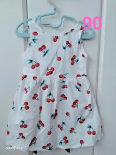 チェリー柄ノースリーブワンピース 90