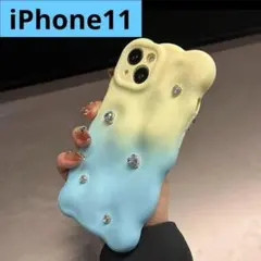 iPhone 携帯ケース 11 イエロー ブルー 韓国スマホ キラキラ 可愛い