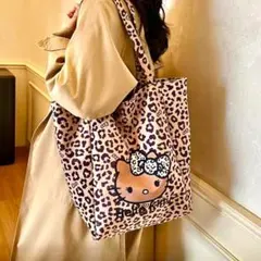 ハローキティ ヒョウ柄トートバッグ　大容量　エコバッグ　手提げ　キャンバスバッグ