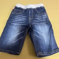 デニムハーフパンツ 星柄ストライプウ