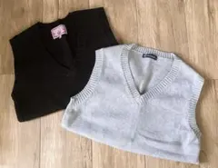 ニットベスト 2着セット 黒/グレー 制服 コスプレ 最終値下げ 5/31まで