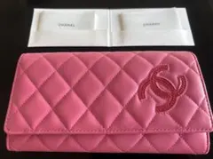 美品】CHANEL 長財布 マトラッセ ピンク フラップ 二つ折り - メルカリ