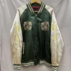 i298＊ 一心和鏡 スカジャン サイズ5L 和柄 刺繍 龍 大きいサイズ