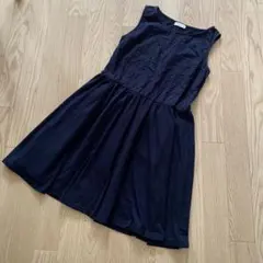 earth music &ecologyノースリーブひざ丈ワンピース ネイビー