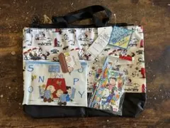 スヌーピー 防水バッグと文房具セット