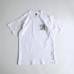 USA製90s 企業ロゴ　プリント半袖Tシャツ　白Lシングルステッチ　古着