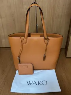 WAKO 和光 レザー ラージ オレンジ トートバッグのサムネイル