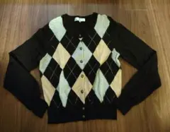 【美品】アーガイル柄長袖カーディガン　組曲