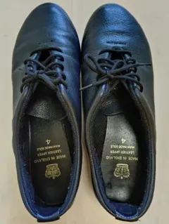 CROWN クラウンジャズシューズ 黒いレースアップ革靴 サイズ4