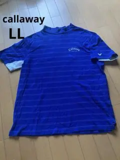 callaway モックネック 半袖シャツ LL ブルー　鹿の子生地