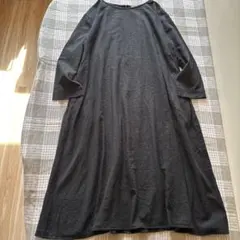 スタディオクリップ 麻レーヨン Aラインワンピース ブラック L size
