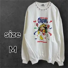 【新品】ディズニー メンズトレーナー (M) 白 ミッキーマウスプリント