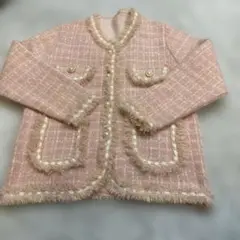 フリンジ付きピンクツイードジャケット