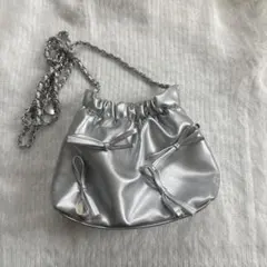 ショルダーバック シルバー リボン付き