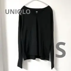 ユニクロ　ウールブレンドVネックT ブラック　S 長袖