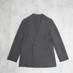 【極美品】ノーカラージャケット エアシカル ノーラペル ダブル 40