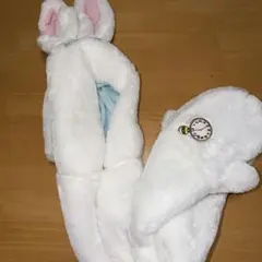 ディズニー　不思議の国のアリス　うさぎ　マフラーキャップ