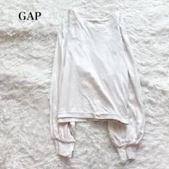 GAP 長袖カットソー クルーネック ぽわん袖 リラックス感 ドロップショルダー