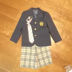 パーバリー　ネイビー ブレザーとチェック柄ショートパンツセット