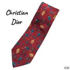 Christian Dior USA製 総柄ネクタイ 花柄 赤