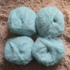 ふわふわ　モヘア毛糸　編み物　4玉　手芸　100g　エメラルドグリーン