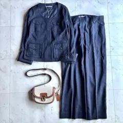 クリーニング済 美品 セオリーリュクス セットアップパンツスーツ 40 ネイビー