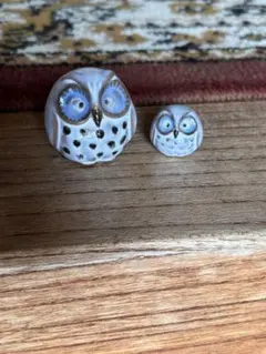 陶器製フクロウの置物セット