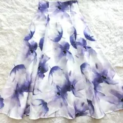 JUSGLITTY ロングスカート 花柄 フレア シフォン 0 訳ありのサムネイル