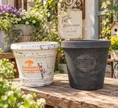 ◊◊植木鉢 2点セット シャビー加工 アンティーク調◊◊